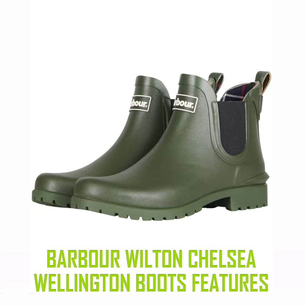 Barbour Wilton Chelsea Wellington Boots Features